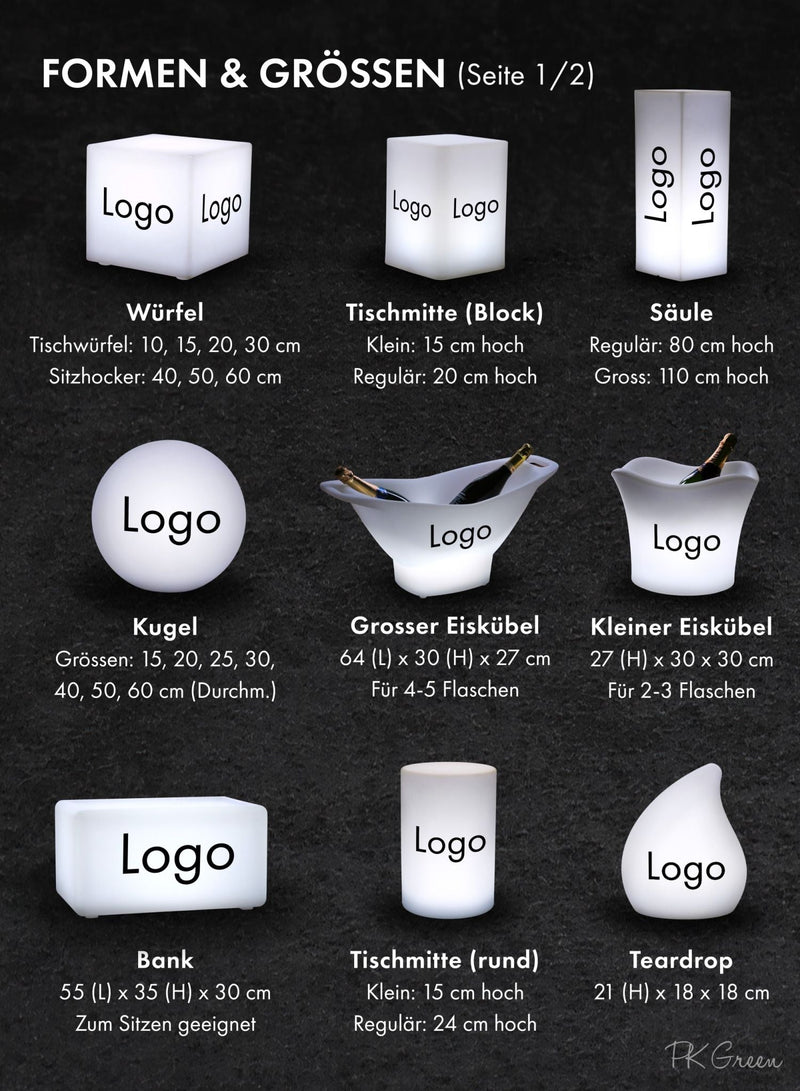 Tischlampe mit Fernbedienung und Farbwechsel, Leuchtkasten, personalisiert mit Markenwerbung