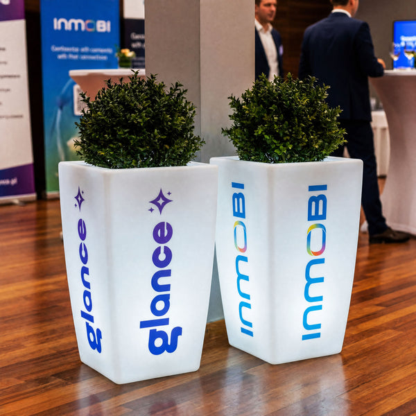 Massgeschneiderte LED-Bodenvase Lichtwerbung Leuchtkasten Personalisierter Blumentopf Leuchtreklame