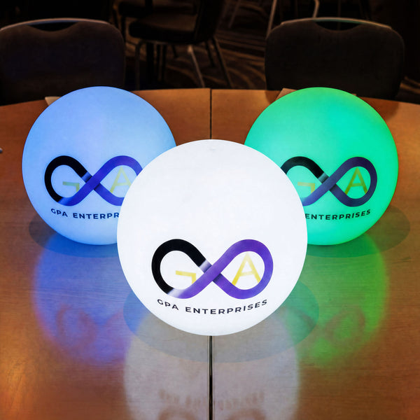 Runde LED-Logo-Leuchtreklame, Personalisierte Kugel-Stehlampe, Beleuchtete und freistehende Leuchtwerbung für Firmenveranstaltungen