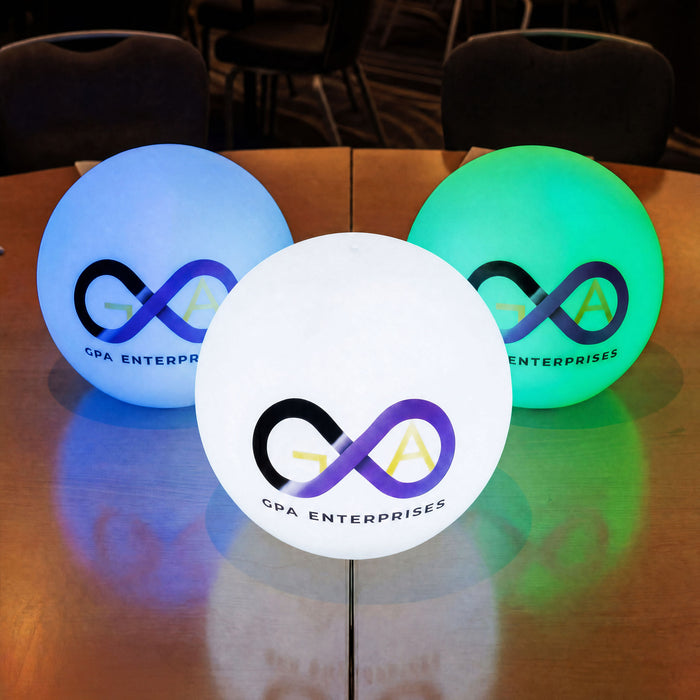 Runde LED-Logo-Leuchtreklame, Personalisierte Kugel-Stehlampe, Beleuchtete und freistehende Leuchtwerbung für Firmenveranstaltungen