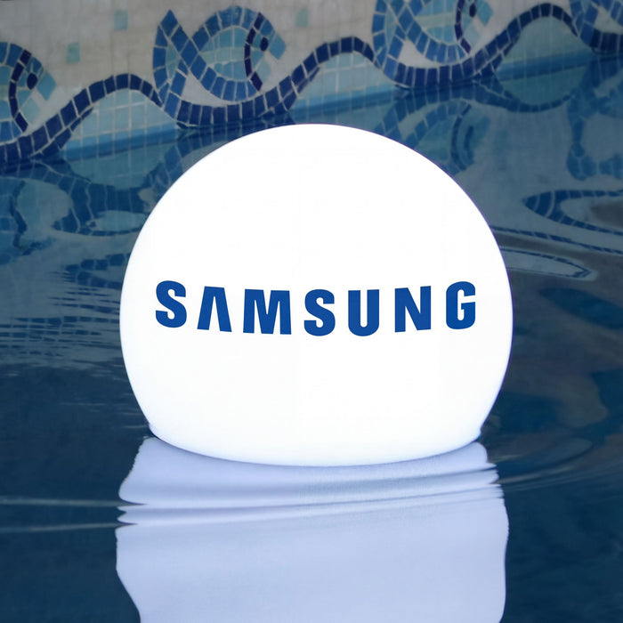 LED Kugelleuchte massgeschneidert, Logo-Leuchtball personalisierbar, Leuchte für Event Gartenteich
