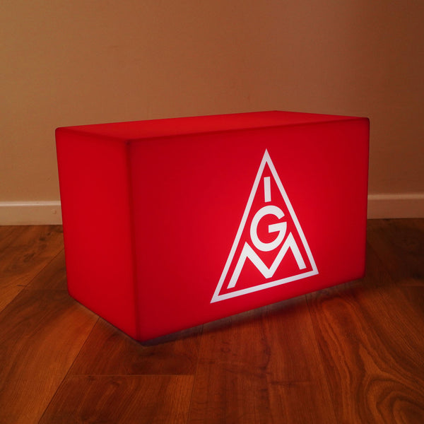 Logo-Leuchtkasten, Beleuchteter LED-Würfel, Sitzhocker Bank Rechteck, Personalisiertes Event-Werbeschild für Messestand, Konferenz, Firmenevent