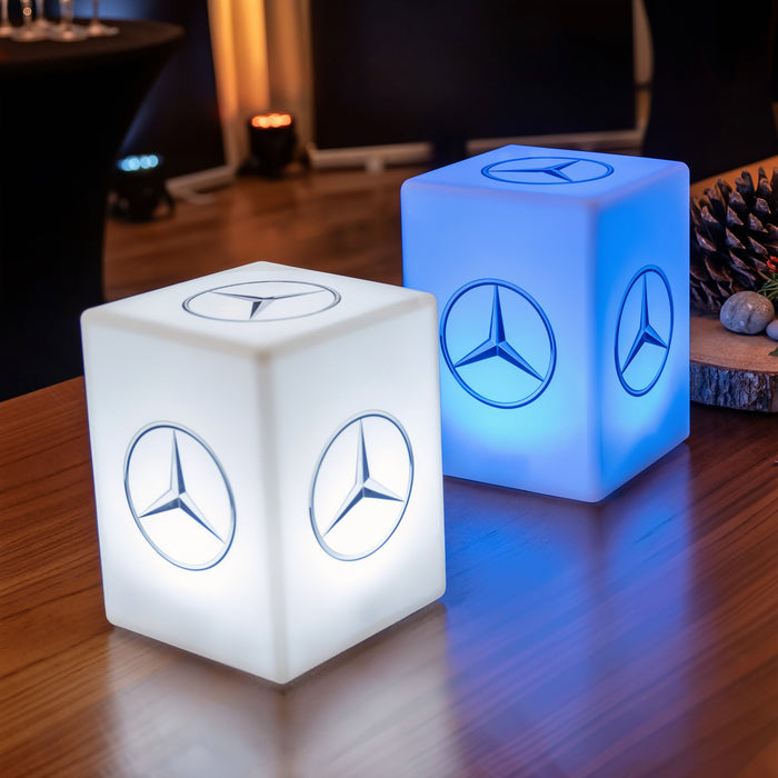 Individualisierte LED Marken-Tischleuchte Leuchtkasten Lampe personalisiert mit Logo-Werbeaufdruck