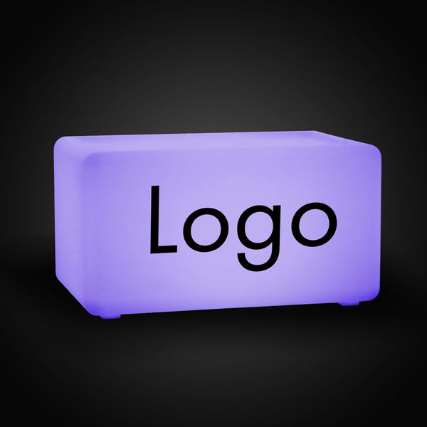 Logo-Leuchtkasten, Beleuchteter LED-Würfel, Sitzhocker Bank Rechteck, Personalisiertes Event-Werbeschild für Messestand, Konferenz, Firmenevent