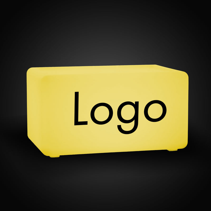 Logo-Leuchtkasten, Beleuchteter LED-Würfel, Sitzhocker Bank Rechteck, Personalisiertes Event-Werbeschild für Messestand, Konferenz, Firmenevent