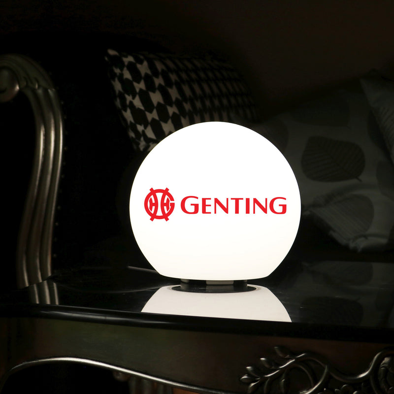 LED-Tischleuchte personalisiert 15 cm Leuchtreklame kundenspezifisch mit Ihrem Logo,  Ballform