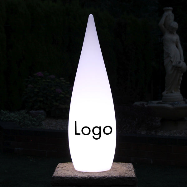 Personalisierter Wassertropfen Leuchtkasten mit Logoaufdruck, Freistehendes Werbeschild für Businessevent, Messe, Ausstellung, Firmenevent, Konferenz
