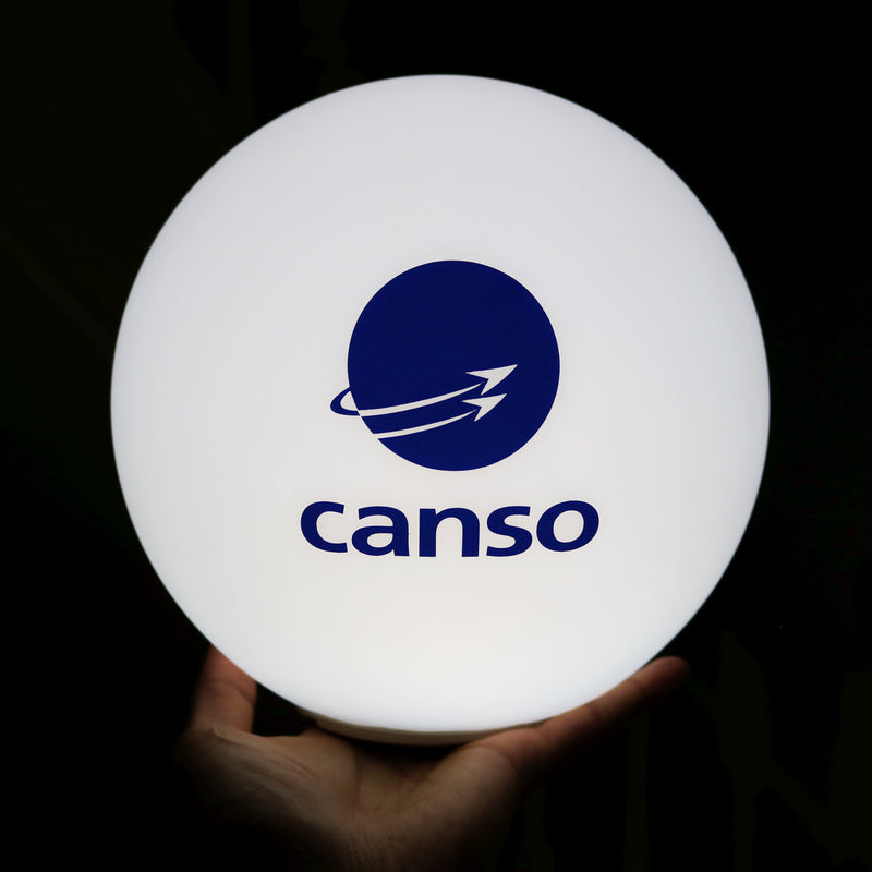 Runde LED-Logo-Leuchtreklame, Personalisierte Kugel-Stehlampe, Beleuchtete und freistehende Leuchtwerbung für Firmenveranstaltungen