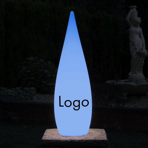 Personalisierter Wassertropfen Leuchtkasten mit Logoaufdruck, Freistehendes Werbeschild für Businessevent, Messe, Ausstellung, Firmenevent, Konferenz