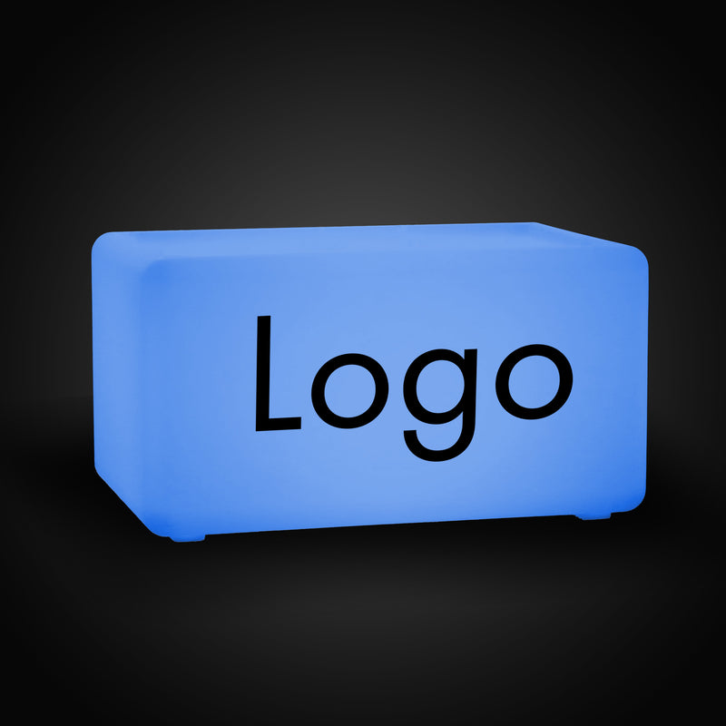 Logo-Leuchtkasten, Beleuchteter LED-Würfel, Sitzhocker Bank Rechteck, Personalisiertes Event-Werbeschild für Messestand, Konferenz, Firmenevent
