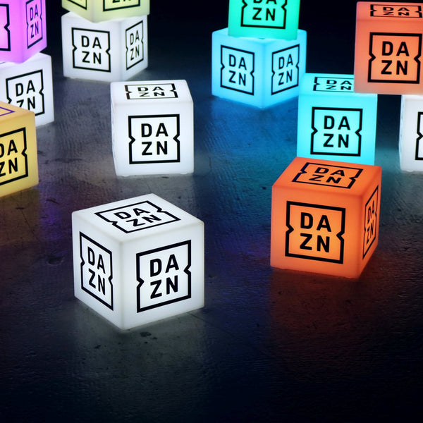 Marken-LED-Lichtkasten, Personalisierter Sitzwürfel Tischgarnitur, Rahmenloses Corporate Display Schild für Firmenveranstaltung, Konferenzdekor