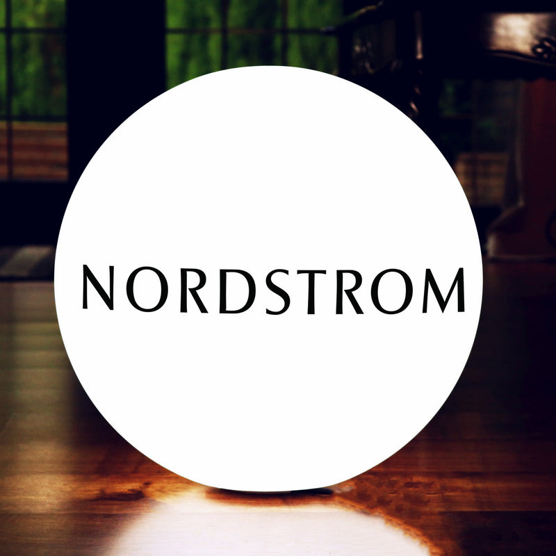  LED-Standleuchte personalisiert, 50 cm Ball Lichtwerbung freistehend, leuchtendes Werbe-Display