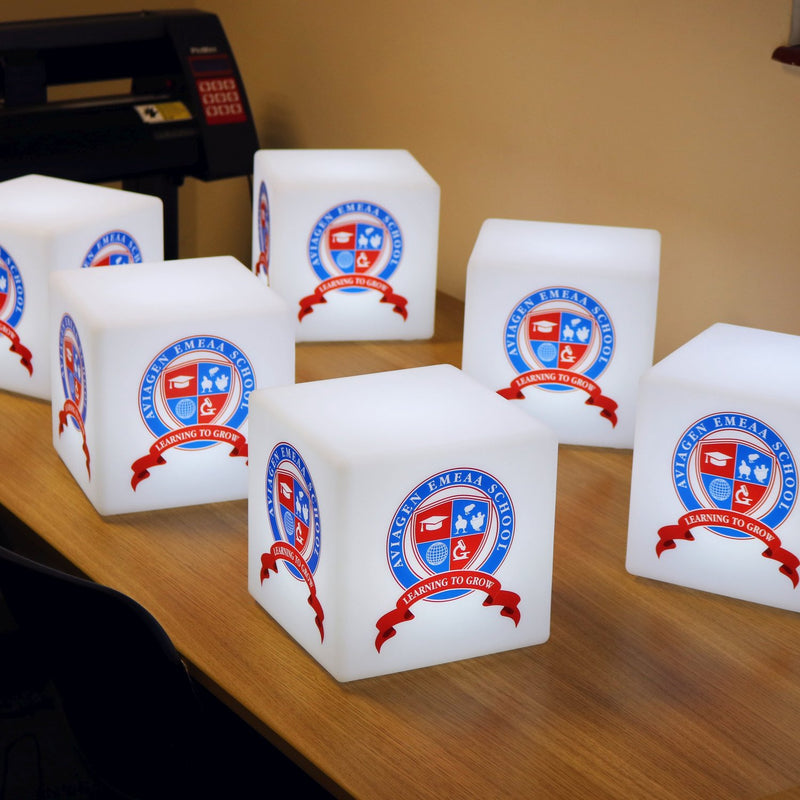 Personalisierter Lichtkasten mit Logo Leuchtwürfel, Mehrfarbiges LED-RGB-Werbeschild Kabellos, Marken-Leuchtkasten für Konferenz, Schild Firmenevent