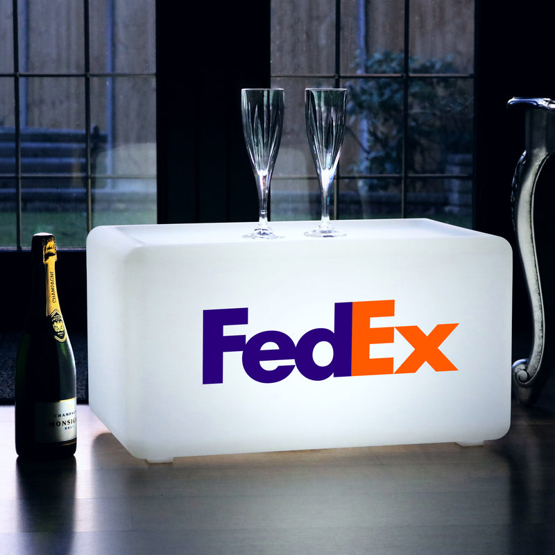 Logo-Leuchtkasten, Beleuchteter LED-Würfel, Sitzhocker Bank Rechteck, Personalisiertes Event-Werbeschild für Messestand, Konferenz, Firmenevent