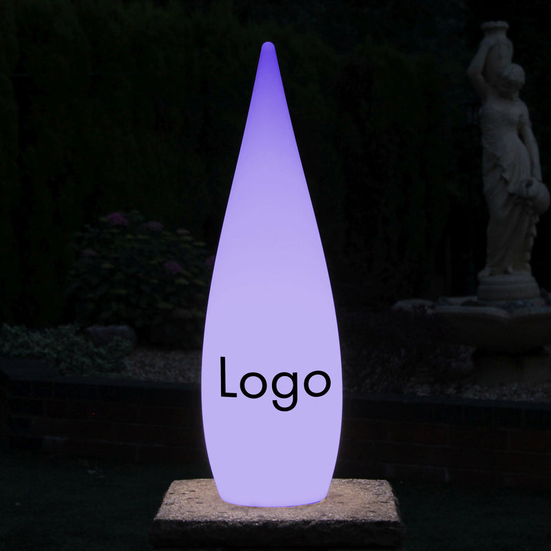 Personalisierter Wassertropfen Leuchtkasten mit Logoaufdruck, Freistehendes Werbeschild für Businessevent, Messe, Ausstellung, Firmenevent, Konferenz