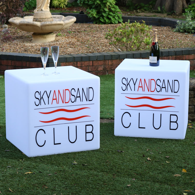 Individualisierte LED Standleuchte Hocker, Tisch Sitz, Lampe Display-Sign, Leuchtwerbung mit Logo