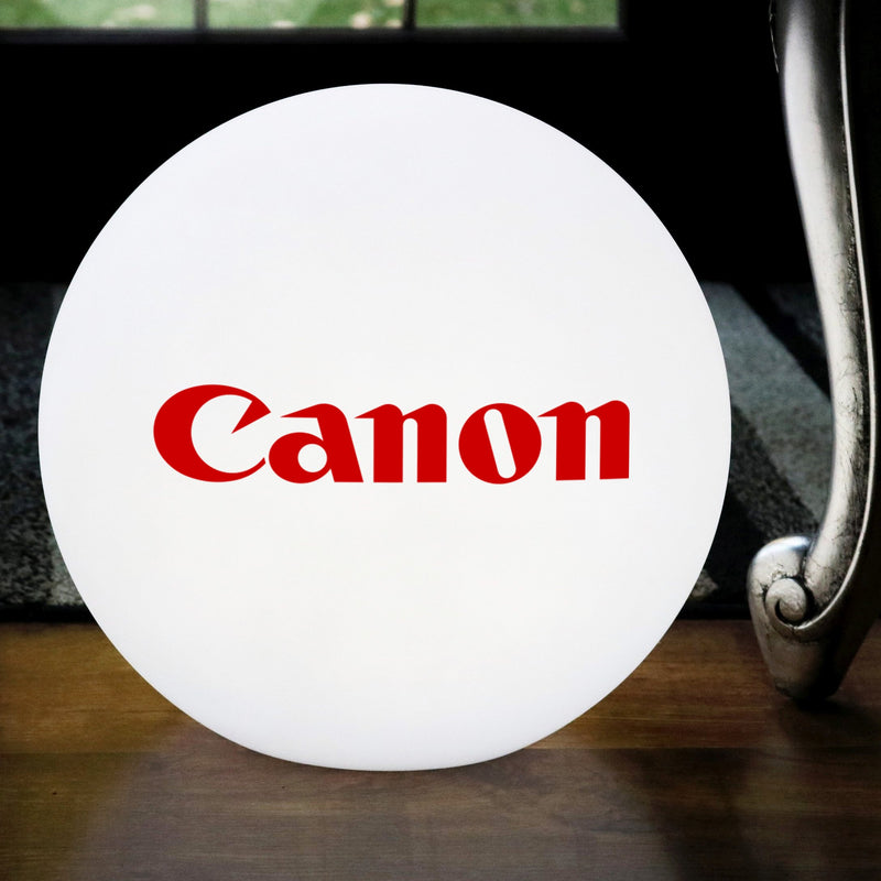  LED-Standleuchte personalisiert, 50 cm Ball Lichtwerbung freistehend, leuchtendes Werbe-Display