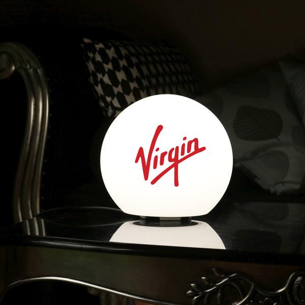 LED-Tischleuchte personalisiert 15 cm Leuchtreklame kundenspezifisch mit Ihrem Logo,  Ballform